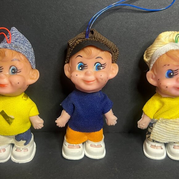 Vintage 1960s Lot of 3 AD Sutton & Sons Les Petites Mascottes Mini Elf Ornaments - Picture 3 of 8